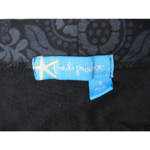 Fresh Produce Top Small Womens Cardigan Open Front Floral Blue Black Casual - Picture 10 of 13